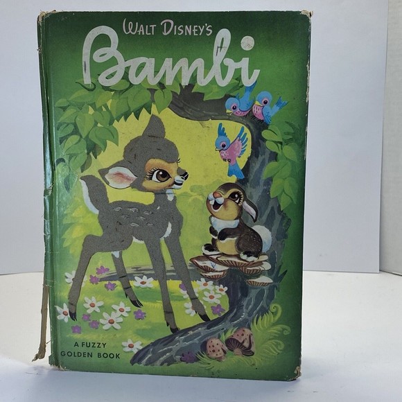 VTG Walt Disney's A Fuzzy Golden Book Bambi 1941 1949 Hardcover Simon Schuster - Picture 1 of 12